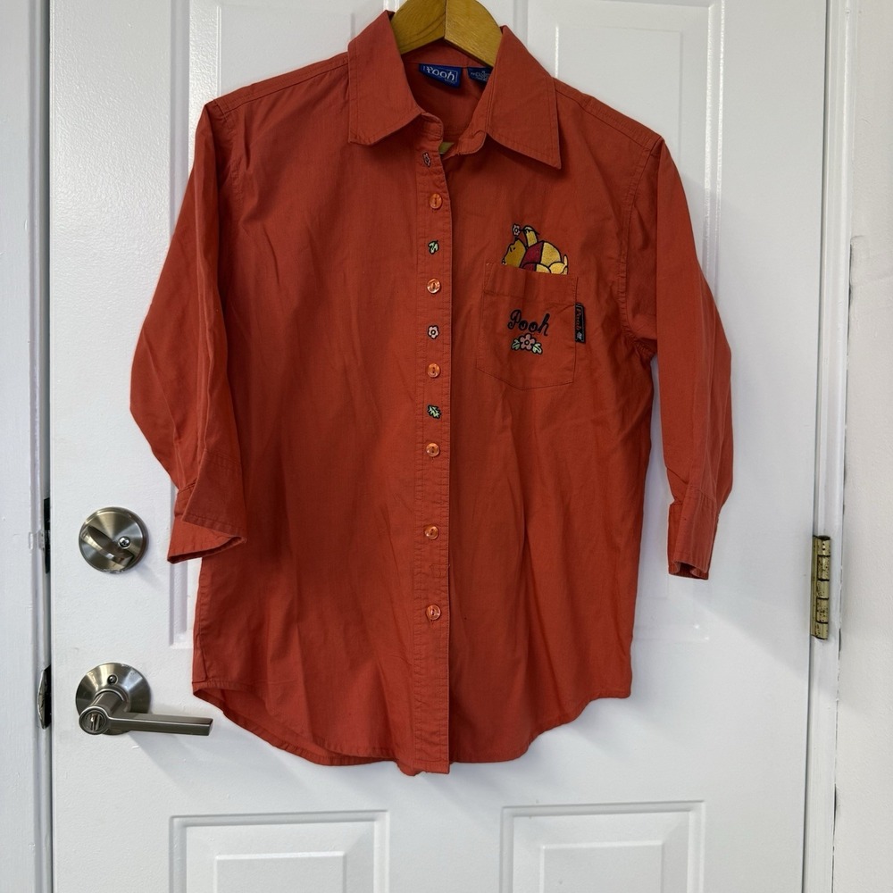 Vintage Pooh Disney Women S Orange 3/4 Sleeve Jerry Leigh‎ Apparel Embroidery